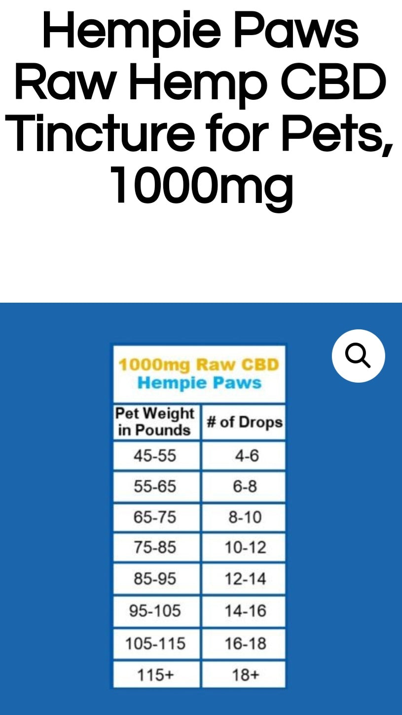 Hempie Paws Raw Hemp CBD Tincture for Pets, 1000mg