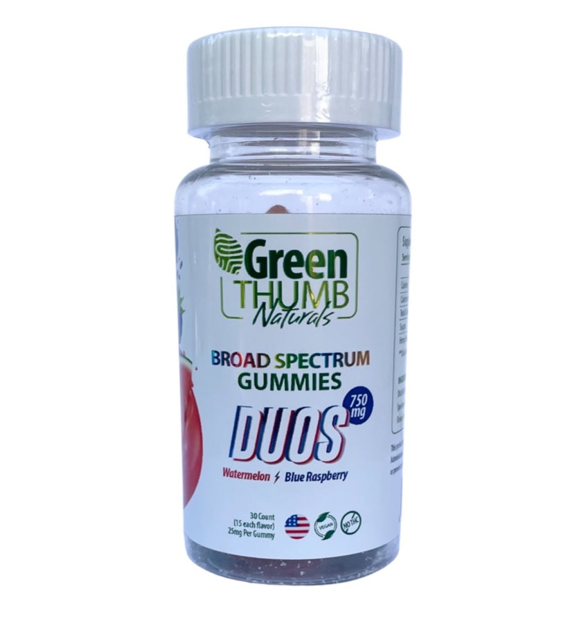 Greenthumb Naturals 750mg/30ct BROAD Spectrum Gummies, Watermelon / Blue Raspberry