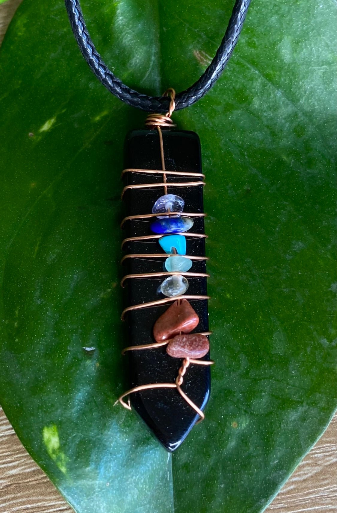 Black Obsidian chakra necklace