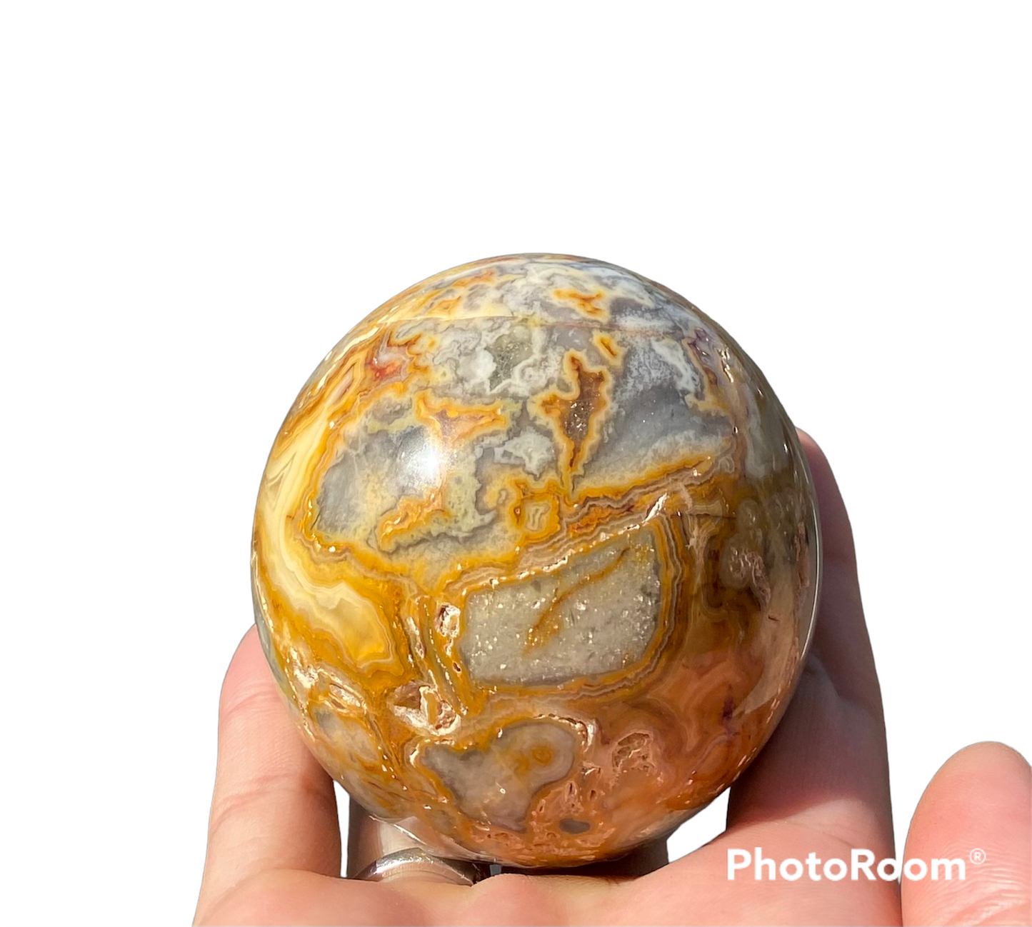 Yellow Crazy Lace Agate Sphere