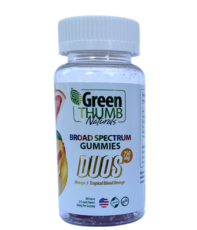 Greenthumb Naturals 750mg/30ct BROAD Spectrum Gummies, Mango / Tropical Blood Orange